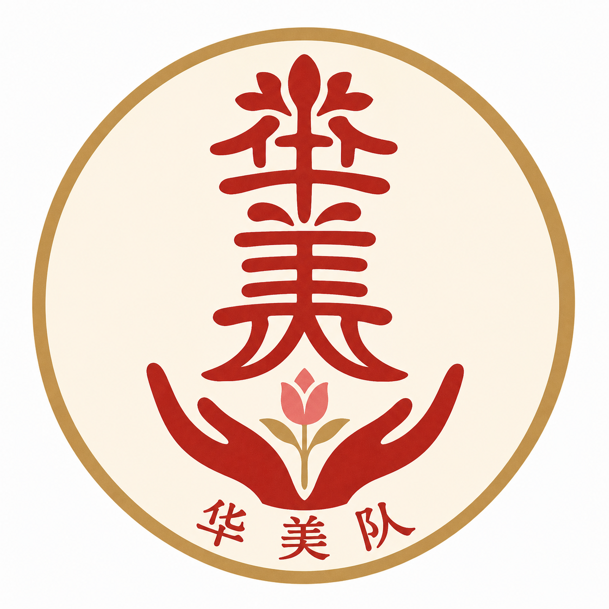 华美队篆体公益花朵版队标